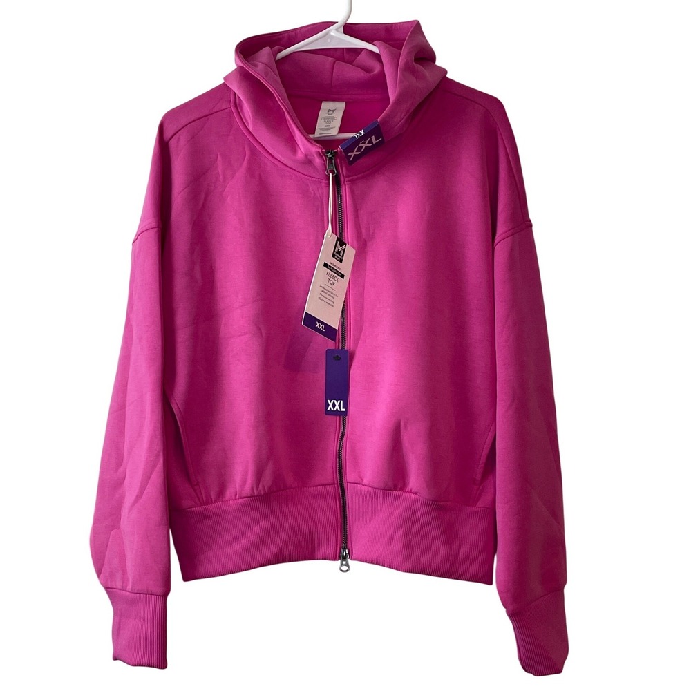 Member's Mark Sandwash Fleece Top Women XXL Pink New Full‎ Zip Hooded Sweatshirt
